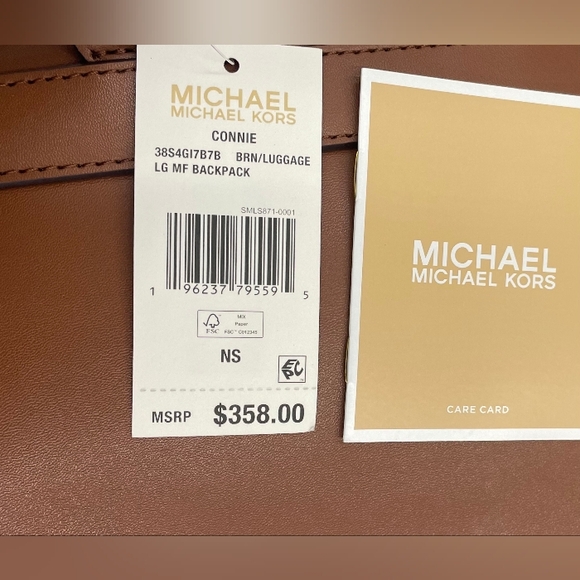 $358 Michael Kors CONNIE LG MF Backpack Handbag Brown Designer MK Bag NEW - Picture 8 of 10